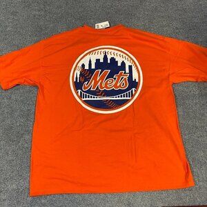 New York Mets T-shirt XL Orange Double Sided Vintage Made in USA Deadstock 1997